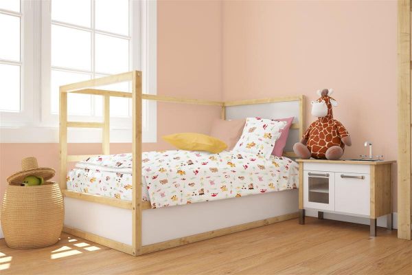 Παπλωματοθήκη Εμπριμέ bebe Forest Animals 571 120X160 White-Pink 100% Cotton-31110821050