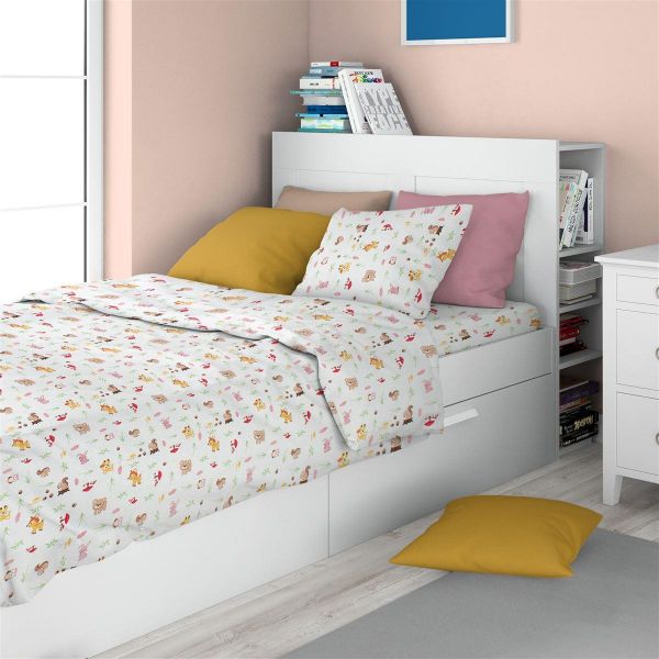 Σεντόνια Εμπριμέ Σετ 2 τεμ kids Forest Animals 571 160X240 White-Pink 100% Cotton-32112123050