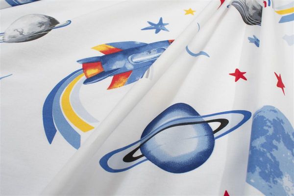 Σεντονάκι Λίκνου bebe Space Mission 184 80X110 White-Blue 100% Cotton-31112020051