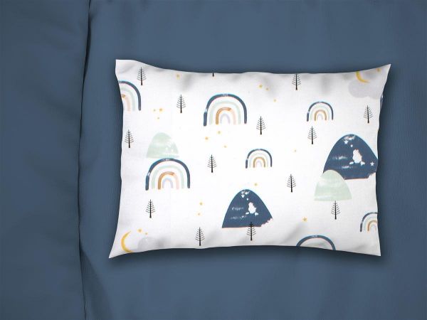 Μαξιλαροθήκη Εμπριμέ kids Rainbow 574 50X70 White-Blue 100% Cotton-32111647053