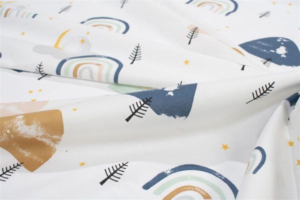 Πάνα Χασέ bebe Rainbow 574 80X80 White-Blue 100% Cotton-31111328053