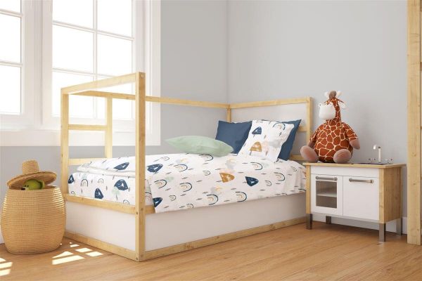 Πάπλωμα Εμπριμέ bebe Rainbow 574 120X160 White-Blue 100% Cotton-31111121053