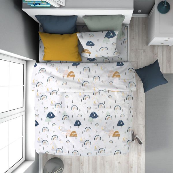 Παπλωματοθήκη Εμπριμέ kids Rainbow 574 160X240 White-Blue 100% Cotton-32110823053