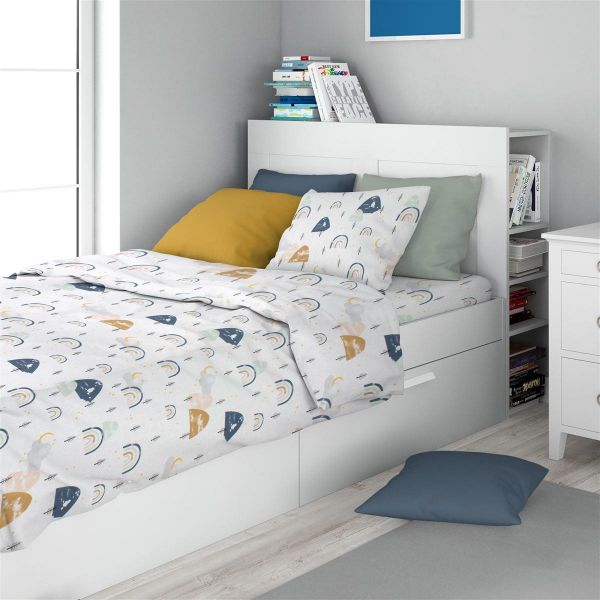 Σεντόνια Εμπριμέ Σετ 2 τεμ kids Rainbow 574 160X240 White-Blue 100% Cotton-32112123053