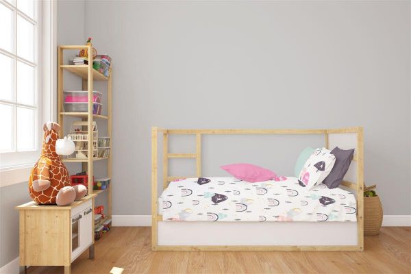 Κατωσέντονο Με Λάστιχο bebe Rainbow 575 0,70X1,40X0,15 White-Pink 100% Cotton-31112019054