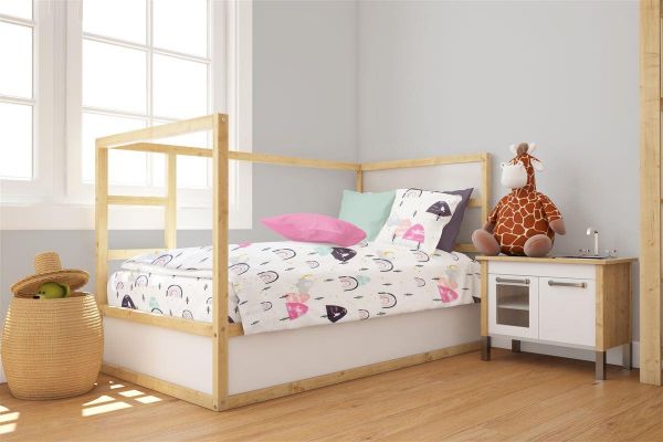 Πάπλωμα Εμπριμέ bebe Rainbow 575 120X160 White-Pink 100% Cotton-31111121054