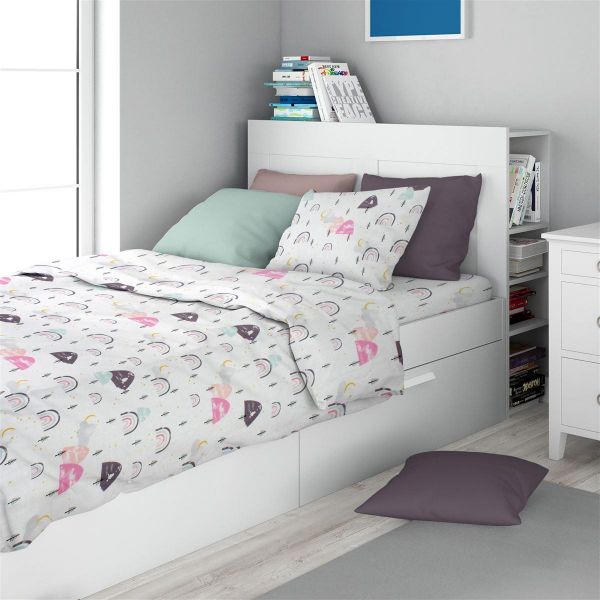 Σεντόνια Εμπριμέ Σετ 2 τεμ kids Rainbow 575 160X240 White-Pink 100% Cotton-32112123054