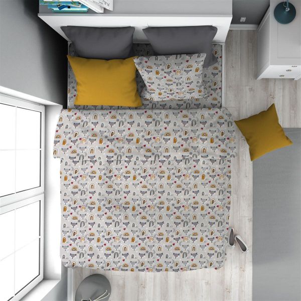 Παπλωματοθήκη Εμπριμέ kids Fox 527 160X240 Grey 100% Cotton-32110823056