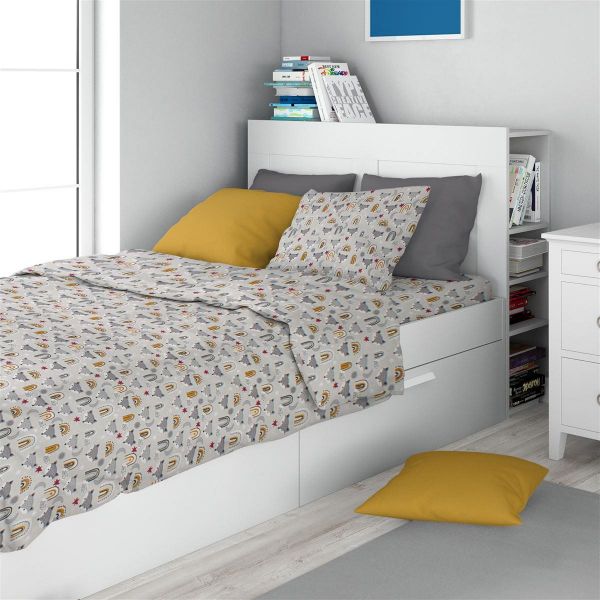Σεντόνια Εμπριμέ Σετ 2 τεμ kids Fox 527 160X240 Grey 100% Cotton-32112123056