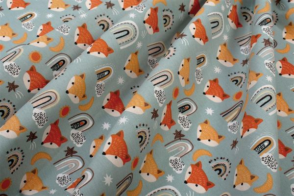 Σεντονάκι Λίκνου bebe Fox 528 80X110 Pale Cyan 100% Cotton-31112020057