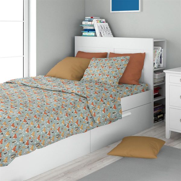 Σεντόνια Εμπριμέ Σετ 2 τεμ kids Fox 528 160X240 Pale Cyan 100% Cotton-32112123057