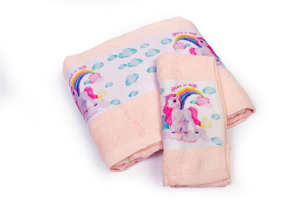 Πετσέτα Σετ 2 τεμ Με Ψηφιακή Εκτύπωση bebe Magic Unicorn 315 30X50,70X140 Pink 100% Cotton-31160926053