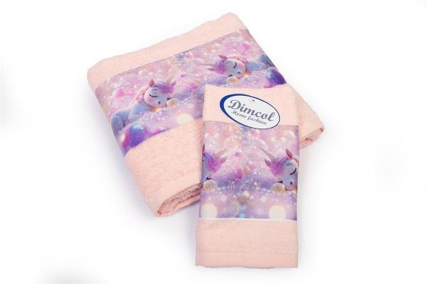 Πετσέτα Σετ 2 τεμ Με Ψηφιακή Εκτύπωση bebe Dreaming Unicorn 320 30X50,70X140 Pink 100% Cotton-31160926056