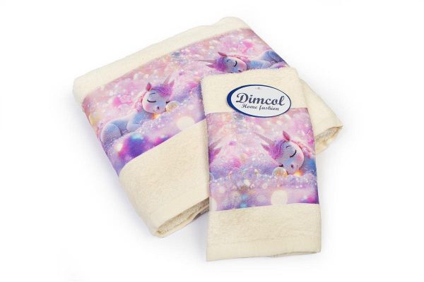 Πετσέτα Σετ 2 τεμ Με Ψηφιακή Εκτύπωση bebe Dreaming Unicorn 322 30X50,70X140 Ecru 100% Cotton-31160926058
