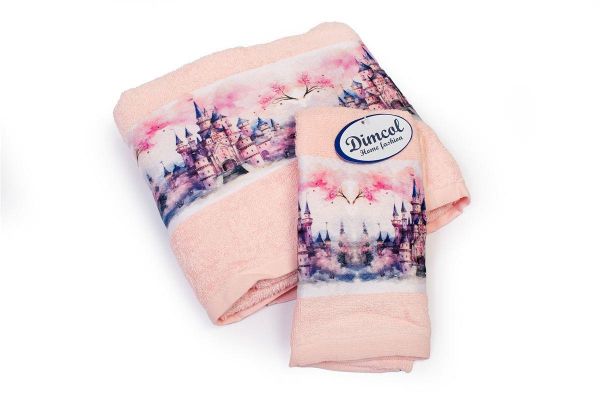 Πετσέτα Σετ 2 τεμ Με Ψηφιακή Εκτύπωση bebe Fairytale Castle 325 30X50,70X140 Pink 100% Cotton-31160926059