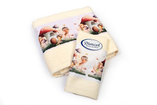 Πετσέτα Σετ 2 τεμ Με Ψηφιακή Εκτύπωση bebe Fairies 332 30X50,70X140 Ecru 100% Cotton-31160926064