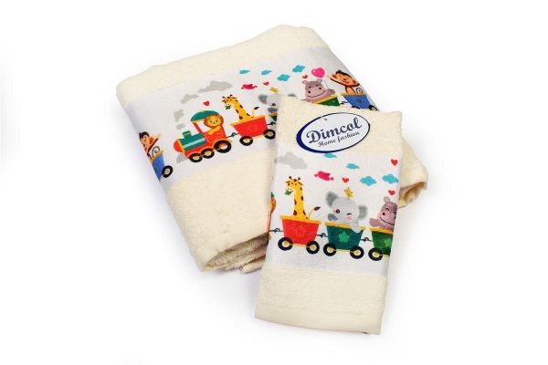 Πετσέτα Σετ 2 τεμ Με Ψηφιακή Εκτύπωση bebe Train 347 30X50,70X140 Ecru 100% Cotton-31160926073