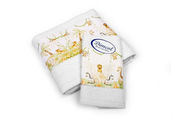 Πετσέτα Σετ 2 τεμ Με Ψηφιακή Εκτύπωση bebe Jungle 350 30X50,70X140 White 100% Cotton-31160926075