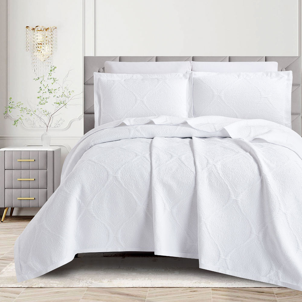 Κουβέρτα Ζακάρ Σετ Arabesk Λευκό Υπέρδιπλη Λευκό ΥΠΕΡΔΙΠΛΟ 230 x 245 cm + (2) 50 x 70 cm