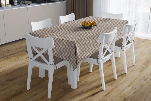 Αλέκιαστο Σετ 2 τεμ Τραπεζομάντηλο Houndstooth 473 140X140 & Τραβέρσα 40X140 Beige 70/30 Cott/Pol-33313353010