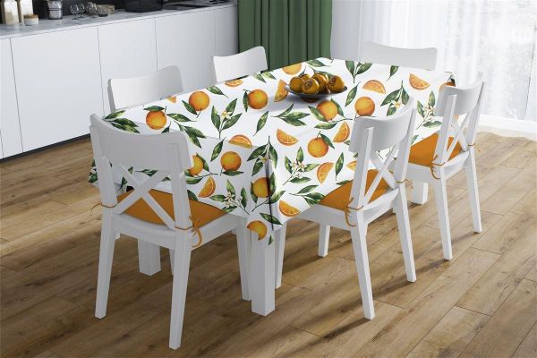 Τραπεζομάντηλο Αλέκιαστο Oranges 474 180X300 White-Orange 70/30 Cott/Pol-33313379008