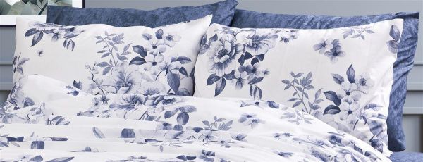 Μαξιλαροθήκη Εμπριμέ Βερονίκη 486 50X70 White-Blue 70/30 Cott/Pol-33311647057