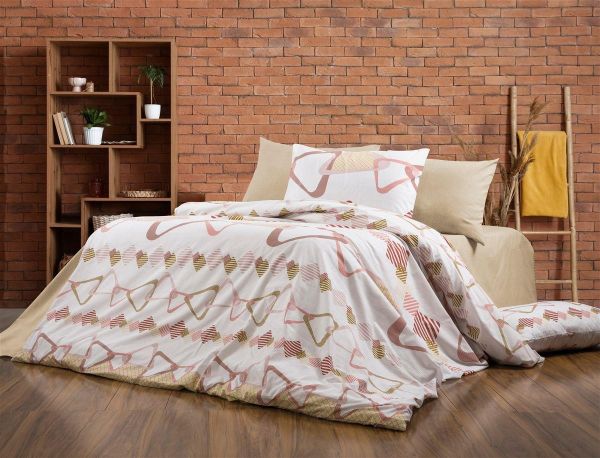 Σεντόνια Εμπριμέ Σετ 4 τεμ Δαρεία 490 240X270 White-Beige 70/30 Cott/Pol-33312325060