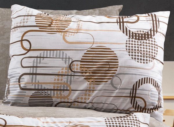 Μαξιλαροθήκη Εμπριμέ Διώνη 600 50X70 White-Mocha 70/30 Cott/Pol-33311647061