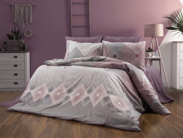 Πάπλωμα Εμπριμέ Καλλιρόη 606 160X240 Grey-Burgundy 70/30 Cott/Pol-33311123067