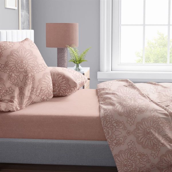 Σεντόνια Εμπριμέ Σετ 4 τεμ Άρτεμις 703 220X240 Dusty Rose 100% Cotton-33112324003
