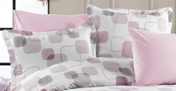 Μαξιλαροθήκη Εμπριμέ Μελίνα 709 50X70 White-Lilac 100% Cotton-33111647009