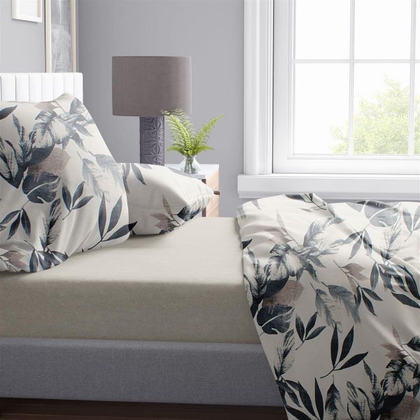 Σεντόνια Εμπριμέ Σετ 4 τεμ Ευριδίκη 710 240X270 Ecru-Black 100% Cotton-33112325010