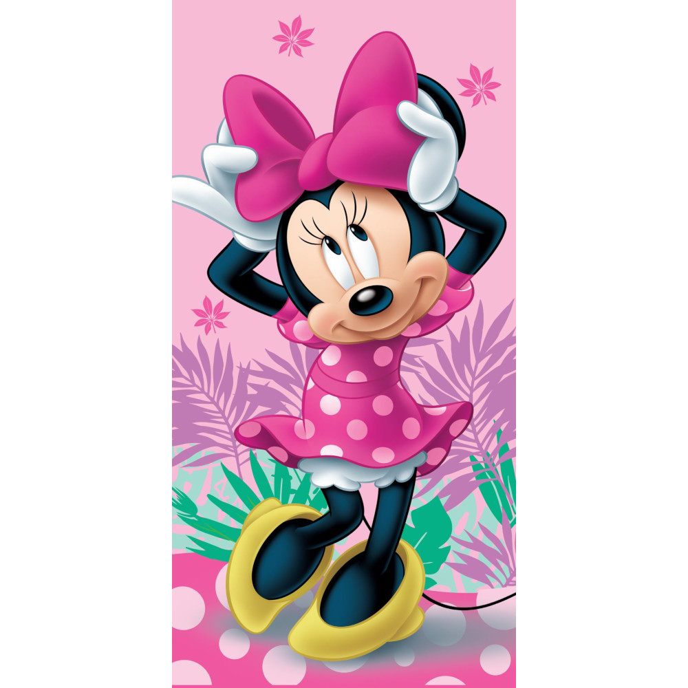 Πετσέτα Θαλάσσης Βαμβακερή Βελούδινη Minnie Bow 320gsm Ροζ 70 X 140 70 x 140 cm