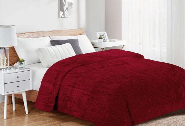 Κουβέρτα Coral Fleece Jacquard Brick 04 220X240 Bordeaux 100% Polyester-33482524003