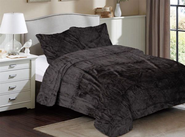 Κουβέρτα Coral Fleece Solid 08 160X220 Grey-Black 100% Polyester-33422506006