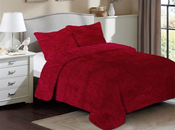 Κουβέρτα Coral Fleece Solid 04 220X240 Bordeaux 100% Polyester-33422524003