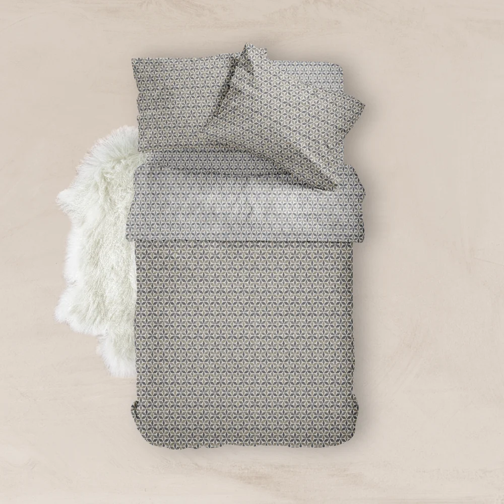 Παπλωματοθήκη Εμπριμέ Honey Υπέρδιπλη Γκρι ΔΙΠΛΟ 220 x 240 cm