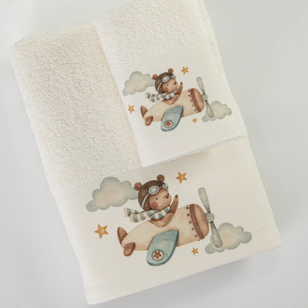 Πετσέτες Σετ 2ΤΜΧ Pilot Εκρού Εκρού BEBE 70 x 120 / 30 x 50 cm