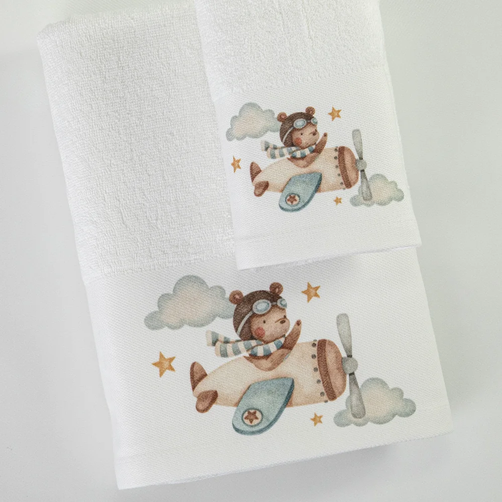 Πετσέτες Σετ 2ΤΜΧ Pilot Λευκό Λευκό BEBE 70 x 120 / 30 x 50 cm