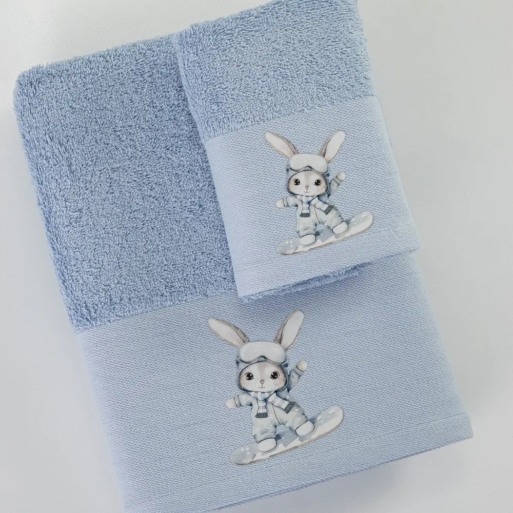 Πετσέτες Σετ 2ΤΜΧ Snowboard Σιέλ Σιέλ BEBE 70 x 120 / 30 x 50 cm