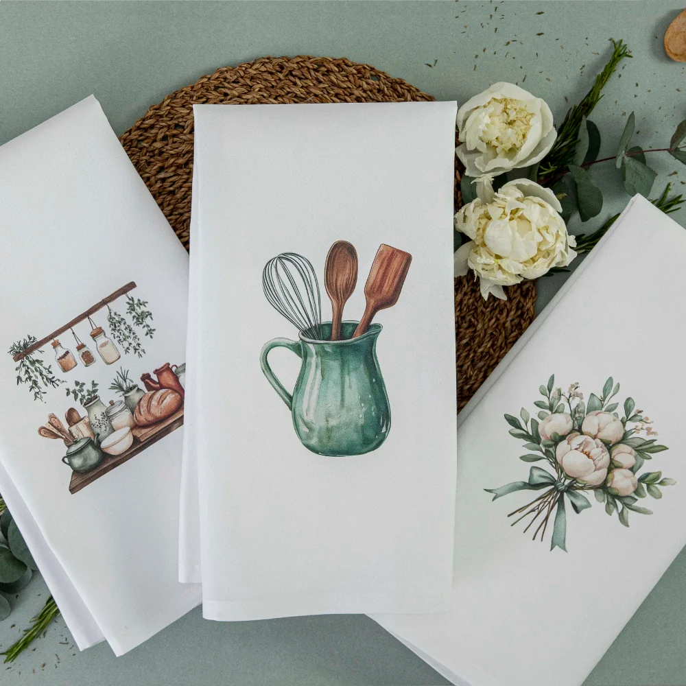 Ποτηρόπανα Κουζίνας Basilico Σετ 3ΤΜΧ Λευκό 50 X 70 (3) 50 x 70 cm