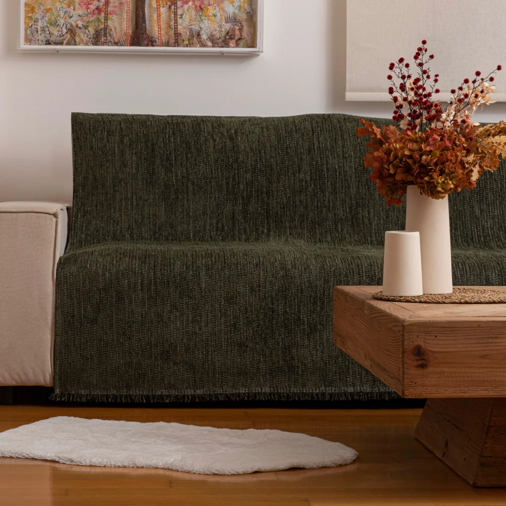 Ριχτάρι Σενίλ Πολυθρόνας Velvet Εκρού ΜΟΝΟΘΕΣΙΟ 180 x 180 cm