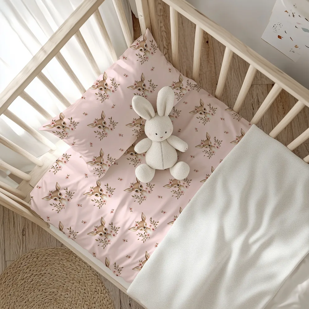 Σεντόνια Κούνιας Σετ Bambi Ροζέ BEBE (2) 120 x 160 cm + 30 x 40 cm