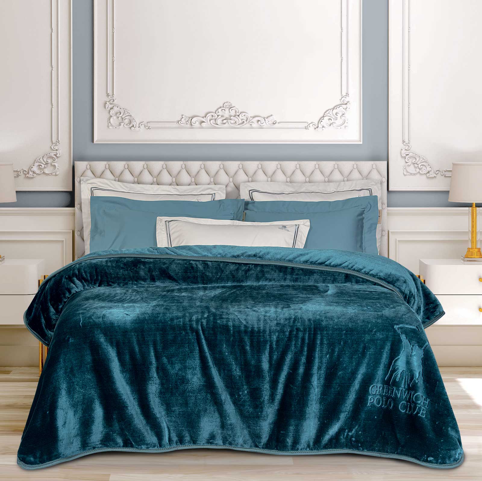 GREENWICH POLO CLUB ΚΟΥΒΕΡΤΑ VELOUR ΜΟΝΗ ESSENTIAL 3498 DARK AQUAMARINE-220577103498