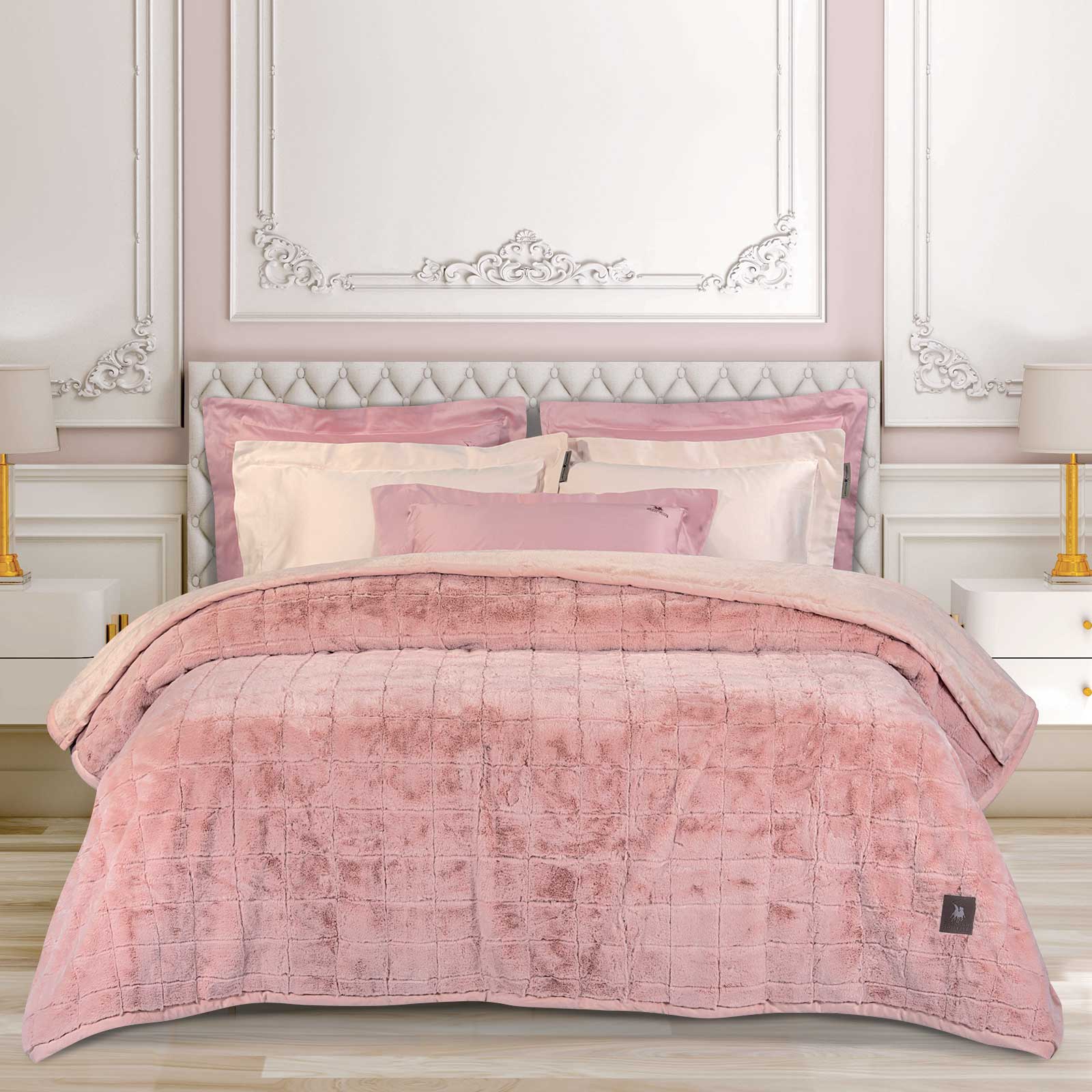 GREENWICH POLO CLUB ΚΟΥΒΕΡΤΑ FAUX FUR ΥΠΕΡΔΙΠΛΗ PREMIUM 3451 SALMON-221910203499