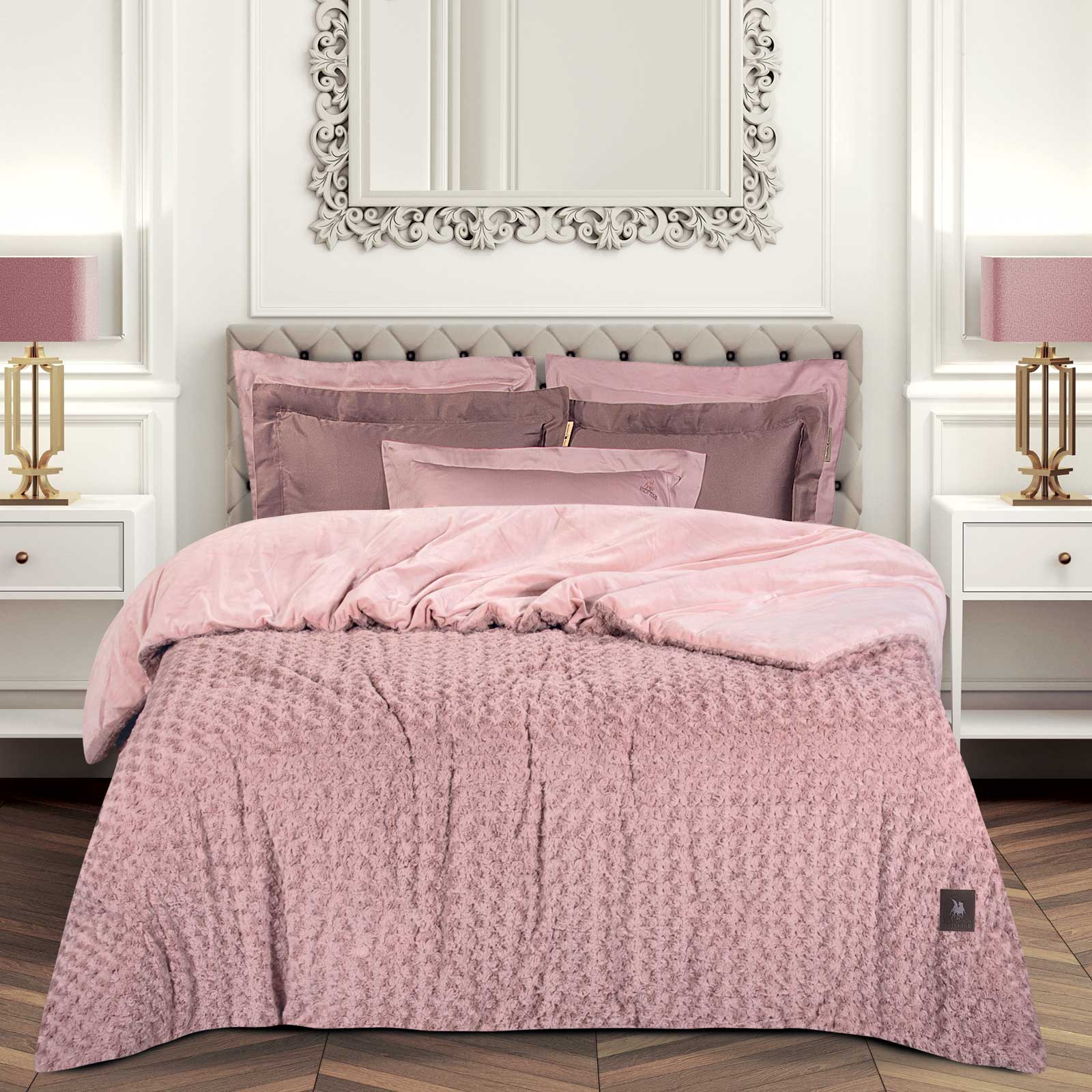 GREENWICH POLO CLUB ΚΟΥΒΕΡΤΟΠΑΠΛΩΜΑ RABBIT FAUX FUR KING ESSENTIAL 3961 NUDE-221910303961