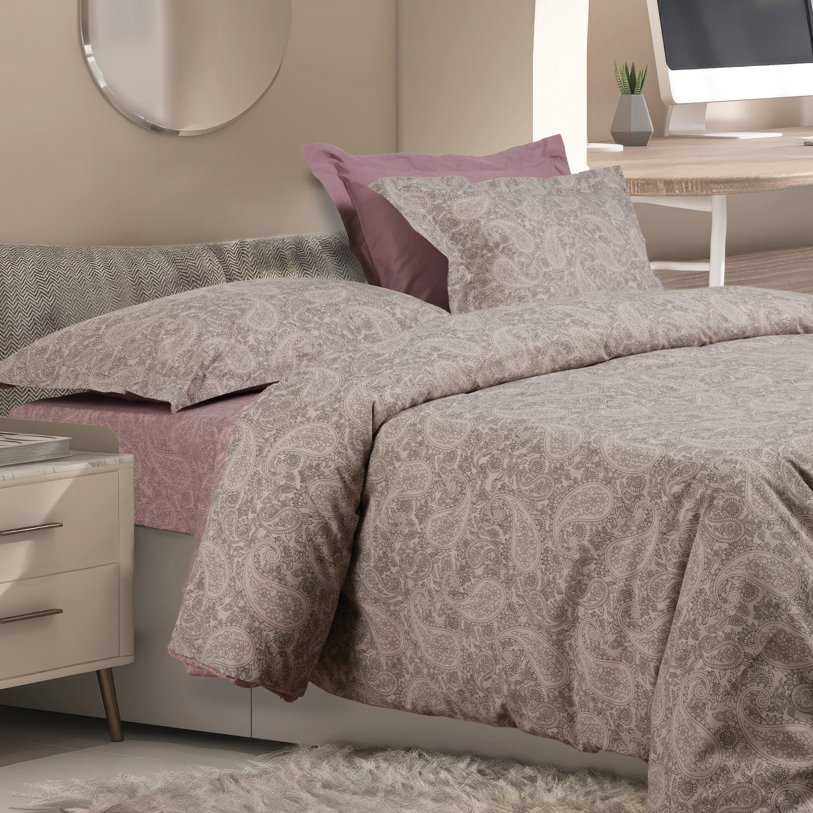 DAS HOME ΣΕΤ ΣΕΝΤΟΝΙΑ ΜΟΝΑ ΜΕ ΛΑΣΤΙΧΟ CASUAL 5438 GREY, LILAC-502106105438