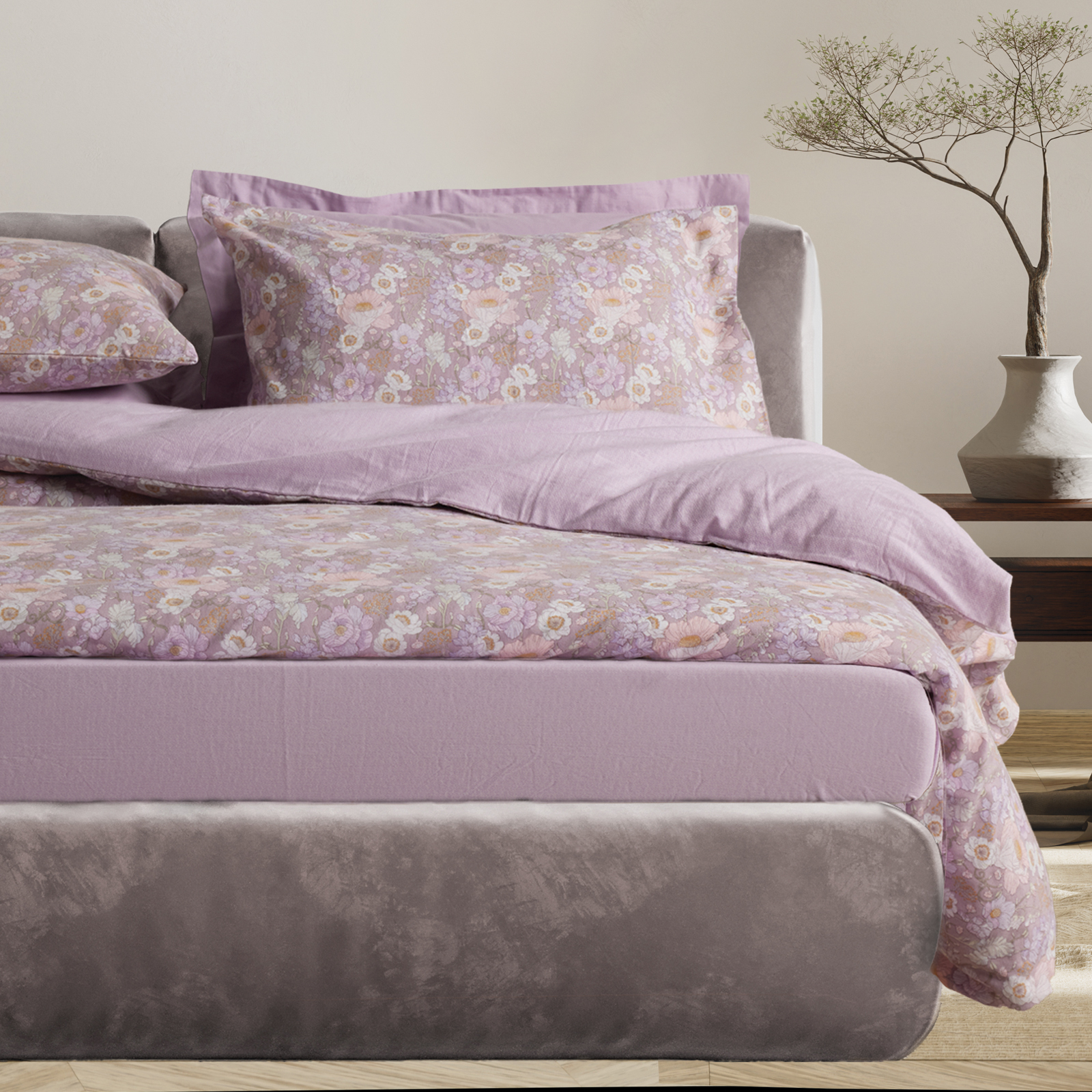 DAS HOME ΣΕΤ ΣΕΝΤΟΝΙΑ ΜΟΝΑ HAPPY FLANNEL 9682 GREY, LILAC-502108109682