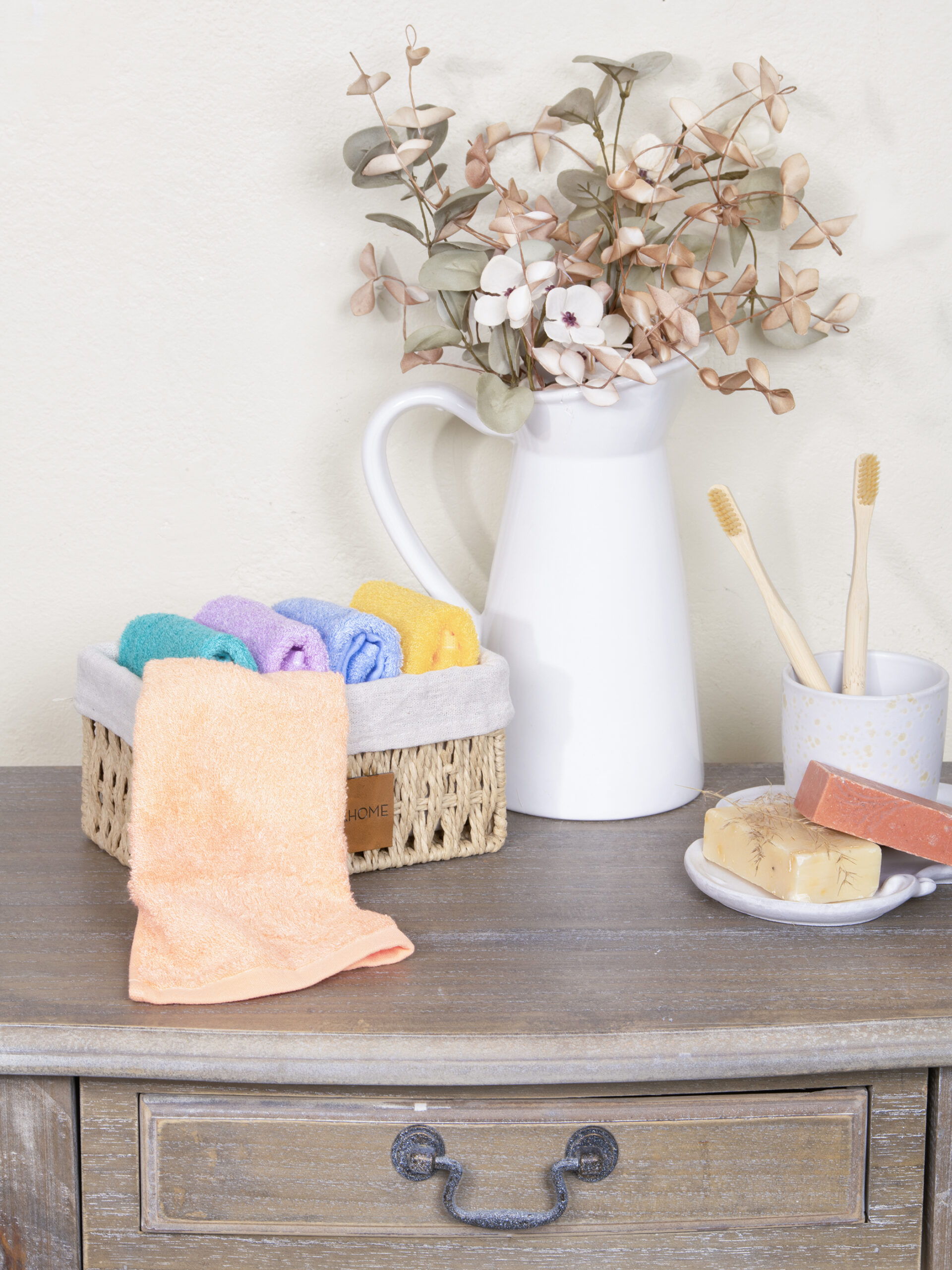 Καλαθάκι με 5 τεμάχια Λαβέτες - Bamboo Nest - Nima Home - 5206482169128