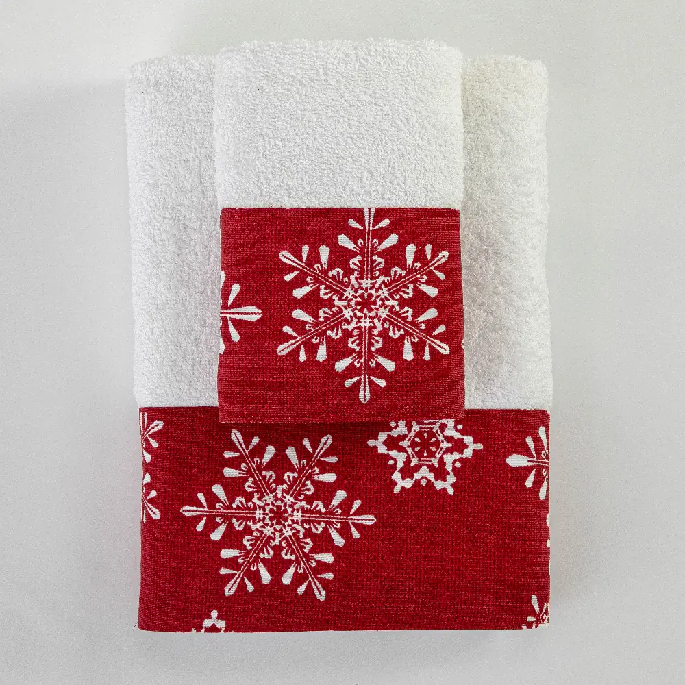 Πετσέτες Χριστουγεννιάτικες Σετ 2ΤΜΧ Χιονονιφάδα Λευκό Σ2ΤΜΧ 50 x 90 / 30 x 50 cm